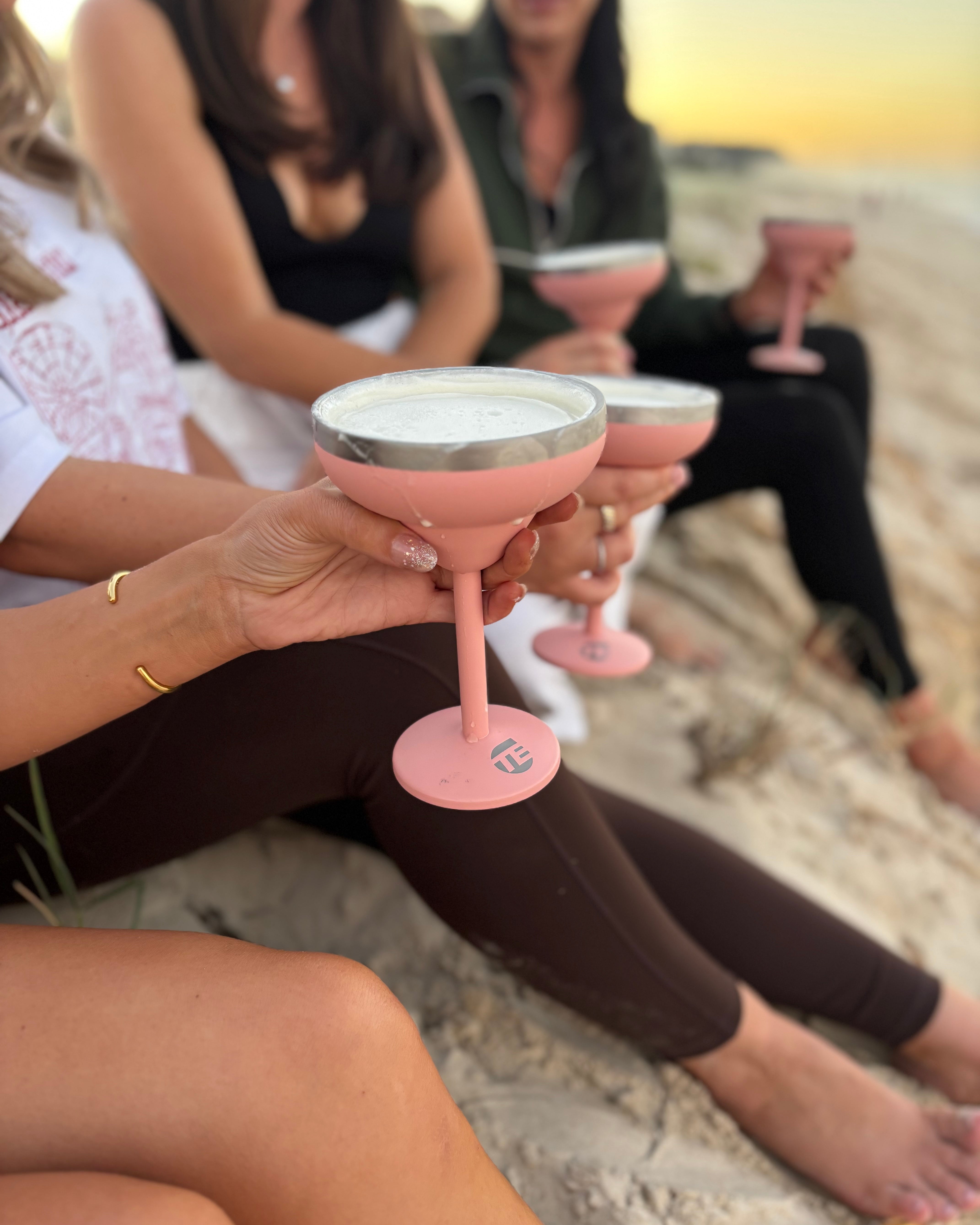 cocktails on the beach with friends