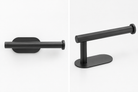 studio images of black toilet roll holder