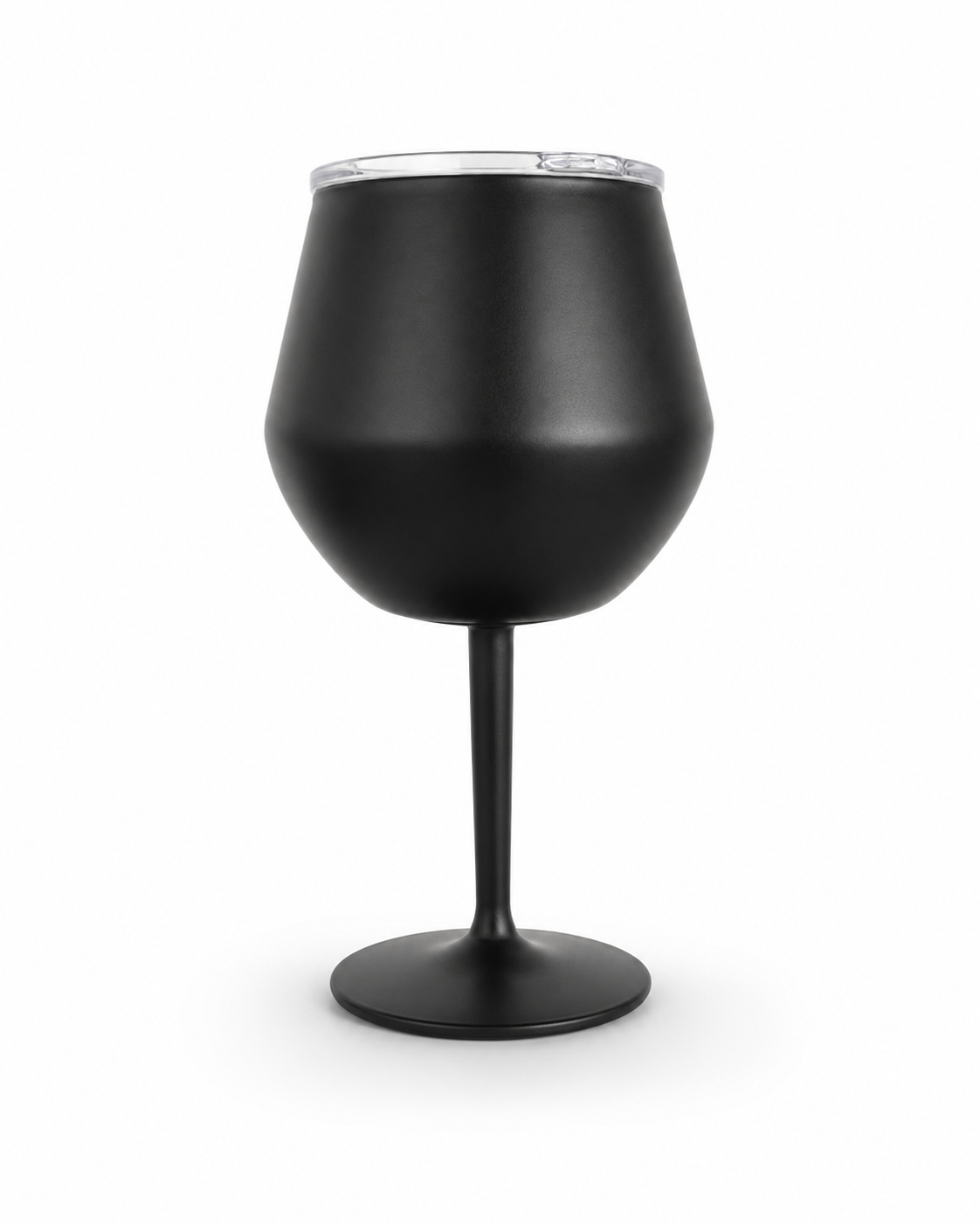 Black insulated wine glass with removable stem and clear lid — Winnie wine tumbler